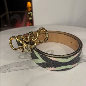 Just Cavalli Snake Buckle Belt - Black, Green, and Pink